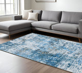 8' X 10' Ivory Abstract Distressed Area Rug