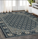 5' X 8' Ivory Oriental Area Rug With Fringe
