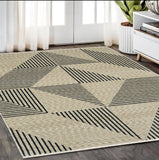 5' X 8' Beige Geometric Area Rug With Fringe