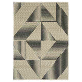 5' X 8' Beige Geometric Area Rug With Fringe