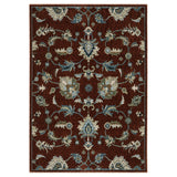 5' X 8' Red Ivory And Teal Oriental Area Rug With Fringe