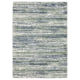 4' X 6' Blue And Green Striped Distressed Area Rug