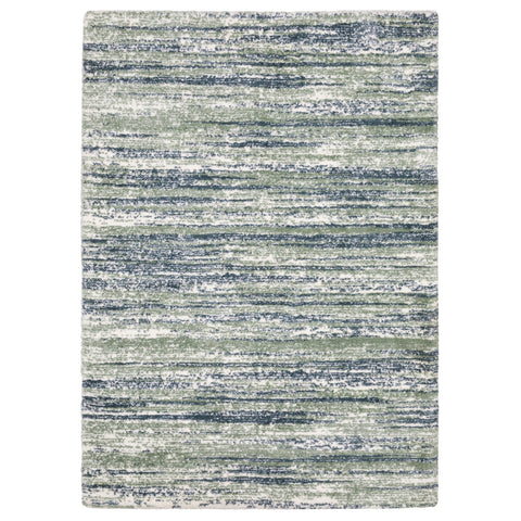 4' X 6' Blue And Green Striped Distressed Area Rug