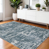 4' X 6' Gray And Ivory Geometric Area Rug