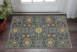 2' X 3' Blue And Rust Medallion Area Rug With Fringe