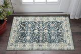 2' X 3' Blue And Ivory Oriental Distressed Area Rug