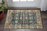 2' X 3' Blue And Rust Oriental Distressed Area Rug