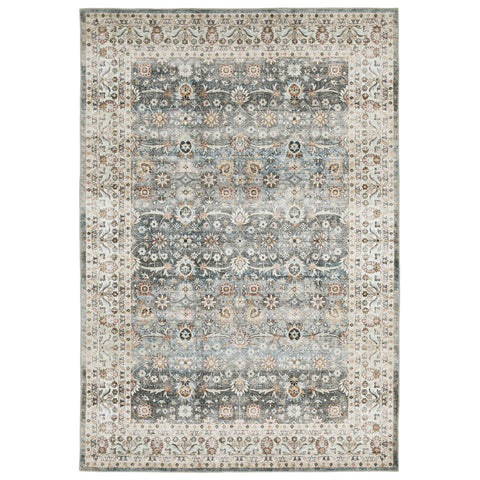 2' X 3' Gray And Ivory Oriental Distressed Area Rug