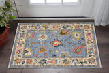 2' X 3' Gray And Light Gray Oriental Area Rug With Fringe