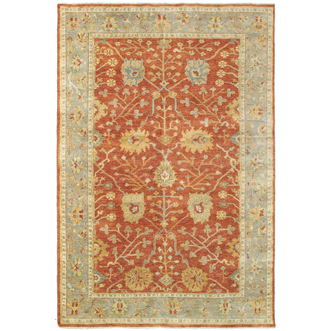 2' X 3' Red And Gray Wool Oriental Hand Knotted Area Rug