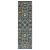 8' Blue And Rust Medallion Runner Rug With Fringe