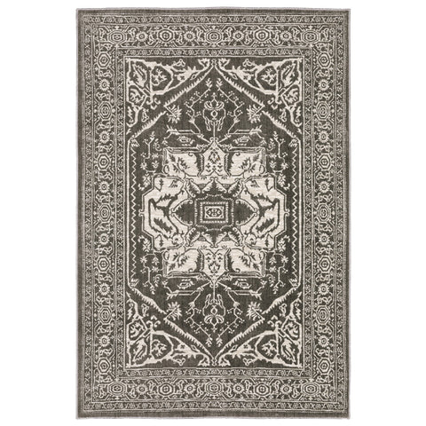 4' X 6' Gray And Ivory Oriental Area Rug
