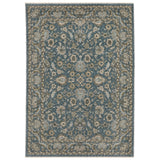 2' X 3' Blue And Beige Oriental Area Rug With Fringe