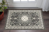 3' X 5' Gray And Ivory Medallion Area Rug