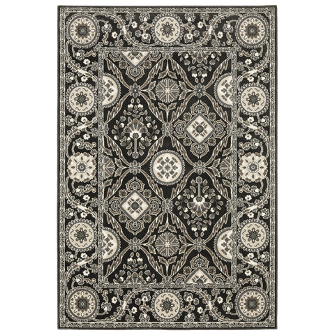 3' X 5' Charcoal And Gray Oriental Area Rug