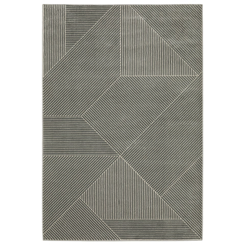 3' X 5' Gray And Ivory Geometric Area Rug
