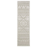 8' Beige And Ivory Tribal Runner Rug
