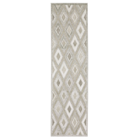 8' Beige And Gray Diamond Runner Rug