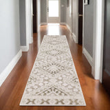 8' Beige And Brown Tribal Runner Rug