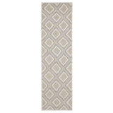 8' Gray And Beige Diamond Runner Rug