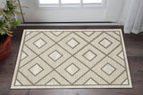 3' X 5' Beige And Brown Geometric Area Rug