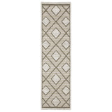 8' Beige And Brown Geometric Runner Rug