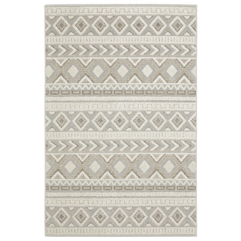 3' X 5' Gray And Beige Tribal Area Rug
