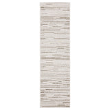 8' Ivory And Brown Striped Distressed Runner Rug