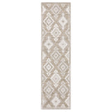 8' Beige And Gray Oriental Runner Rug