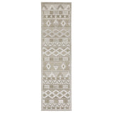 8' Beige And Gray Geometric Runner Rug