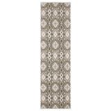 8' Brown And Beige Tribal Runner Rug