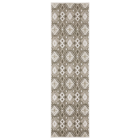 8' Brown And Beige Tribal Runner Rug