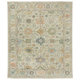 2' X 3' Beige And Green Wool Oriental Hand Knotted Area Rug With Fringe