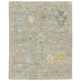 2' X 3' Gray Blue And Yellow Wool Oriental Hand Knotted Area Rug With Fringe