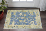 2' X 3' Blue And Green Wool Oriental Hand Knotted Area Rug With Fringe