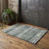 2' X 3' Green And Blue Geometric Distressed Area Rug