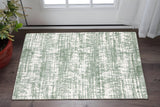 2' X 3' Green And Ivory Abstract Area Rug