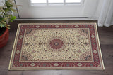 2' X 3' Ivory And Red Oriental Area Rug