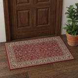 2' X 3' Red And Ivory Oriental Area Rug