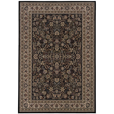 2' X 3' Black And Ivory Oriental Area Rug