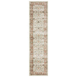 8' Ivory And Rust Oriental Distressed Runner Rug