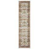 8' Ivory Oriental Distressed Runner Rug