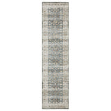 8' Gray And Ivory Oriental Distressed Runner Rug