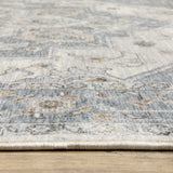 3' X 5' Blue And Ivory Medallion Distressed Area Rug With Fringe