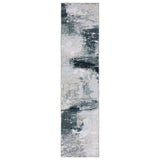 8' Ivory And Gray Abstract Distressed Runner Rug