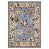 3' X 5' Blue Yellow And Ivory Oriental Area Rug With Fringe