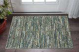3' X 5' Blue Brown And Ivory Striped Area Rug