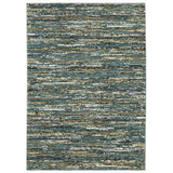 3' X 5' Blue Brown And Ivory Striped Area Rug
