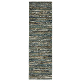 8' Blue Brown And Ivory Striped Runner Rug