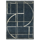 3' X 5' Blue And Ivory Geometric Area Rug